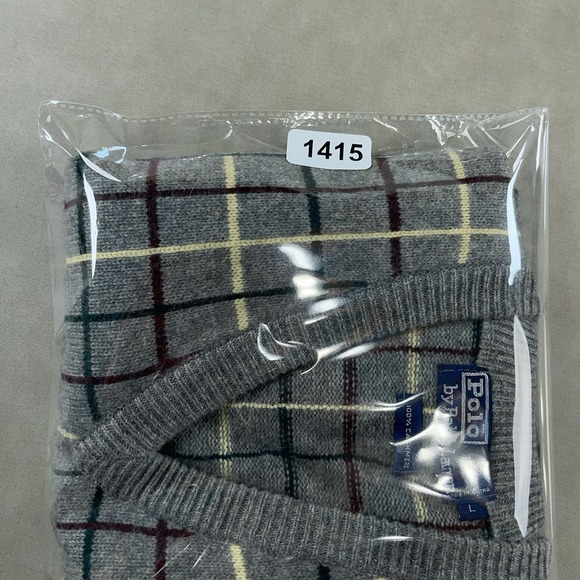 Vintage Polo Ralph Lauren Cashmere Sweater Vest Men's Large RRL Gray Plaid 90s - Picture 10 of 10